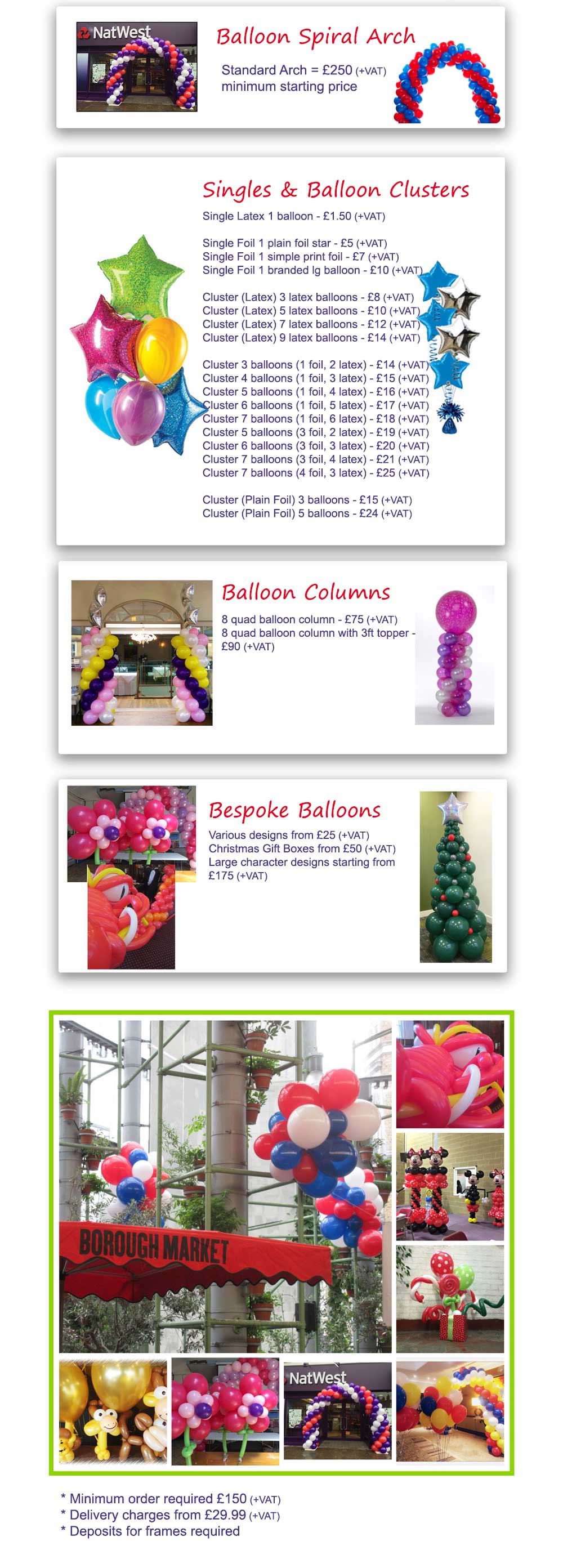 Balloon Decorations Pricing London