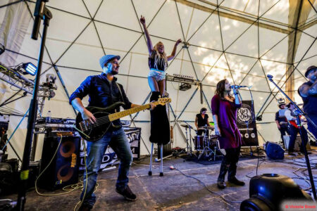London Stilt Walker on stage